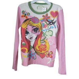 2 FOR $5 SALE NWT  Girl's :Long Sleeve Pink With Face Top Large